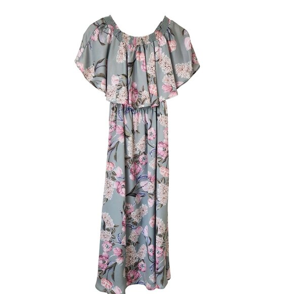 Show Me Your Mumu Hacienda Floral Maxi Dress Off Shoulder Ruffle Boho Pretty - Picture 2 of 7